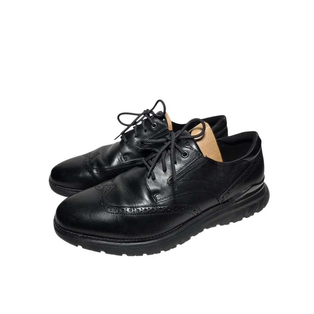 Rockport Total Motion Mens Wingtip‎ Shoes Size 13 W Bkack Leather LNC